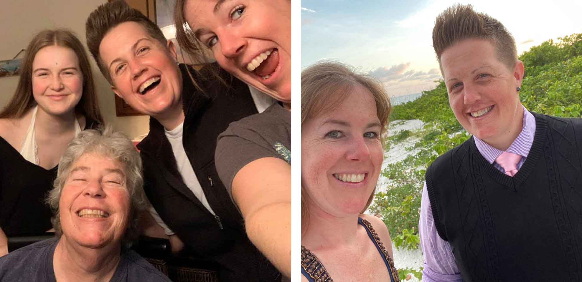 Pictures of people smiling.